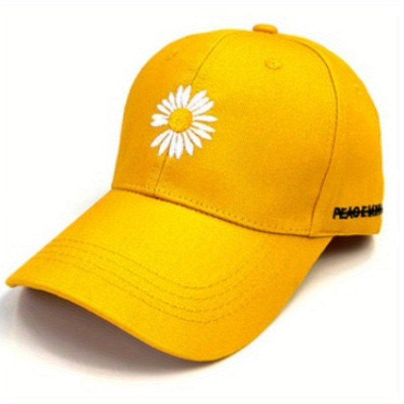 Daisy Embroidery Baseball Cap Adjustable Solid Dad Hats