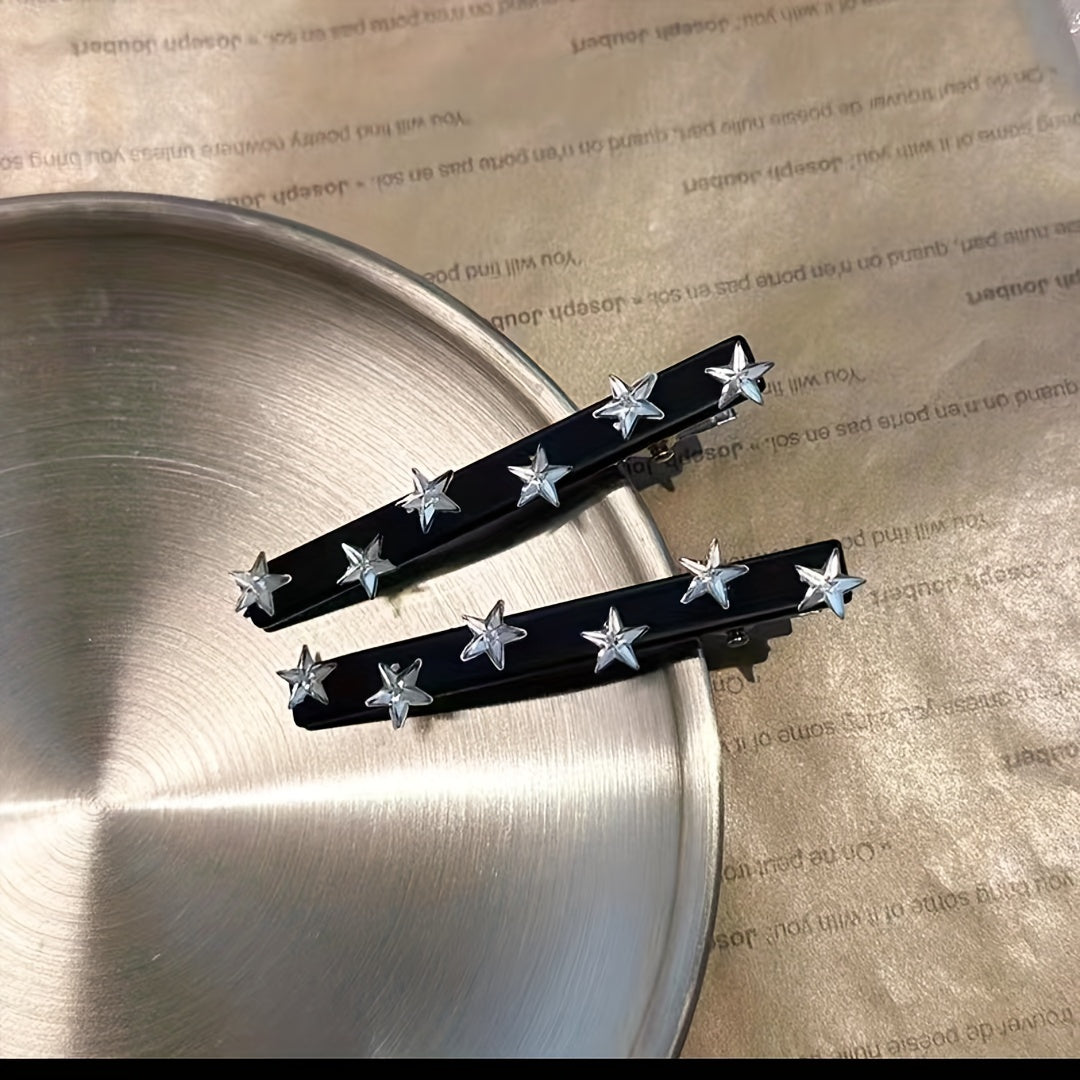 Y2K 2pcs Star Hair Clip Metal Duck Billed Clip for Side Hair Bangs