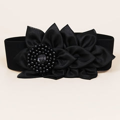 Red Flower Corset Belt Elastic Buckle Girdle for Women