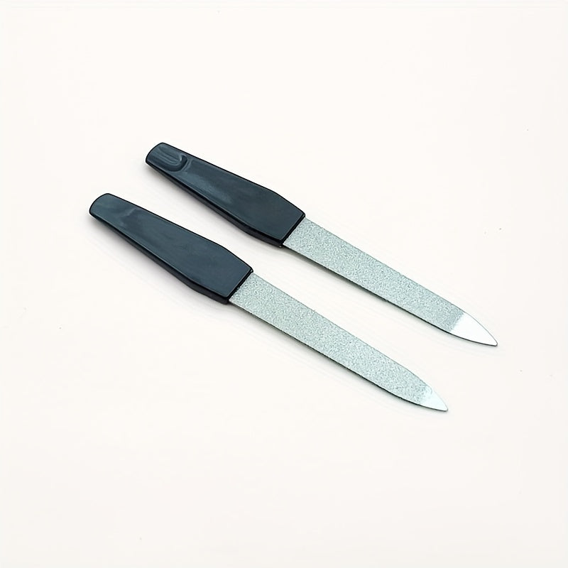 5Pcs Stainless Steel Nail File with Plastic Handle for Manicure/Pedicure
