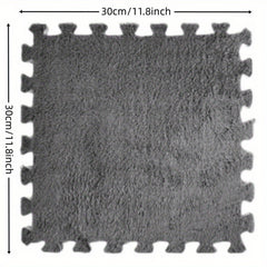 5pcs Anti-fall Bedside Mat Plush Foam Floor Mat Splicing Carpet