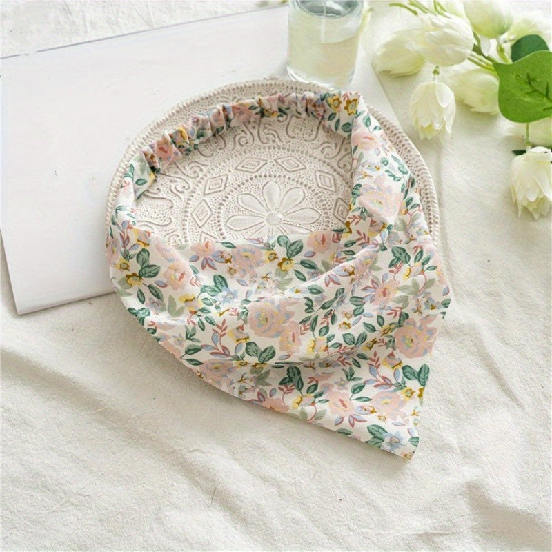 Pastoral Floral Bandana Elastic Triangle Scarf Hair Accessories