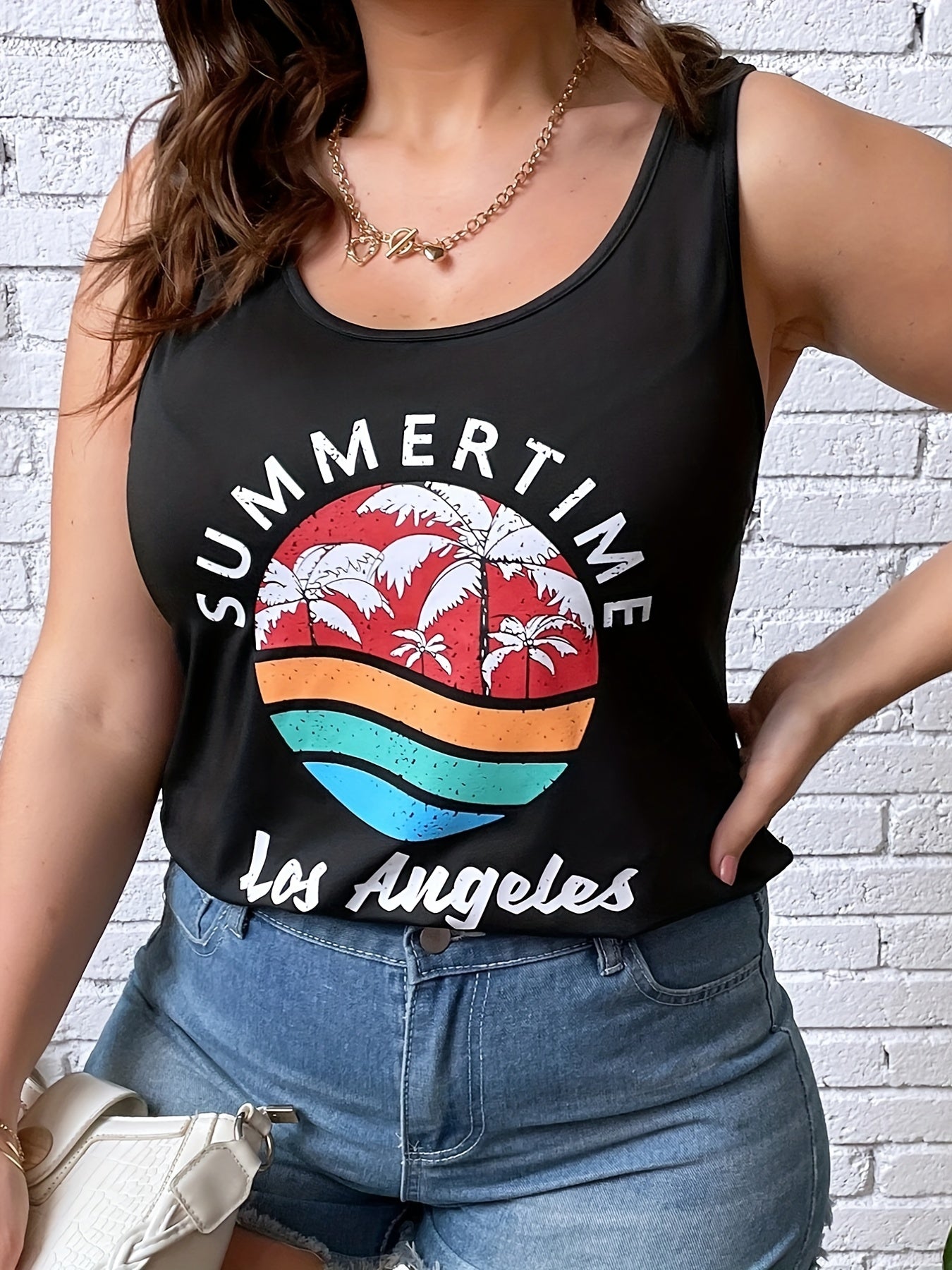  Coconut Tree Print Tank Top