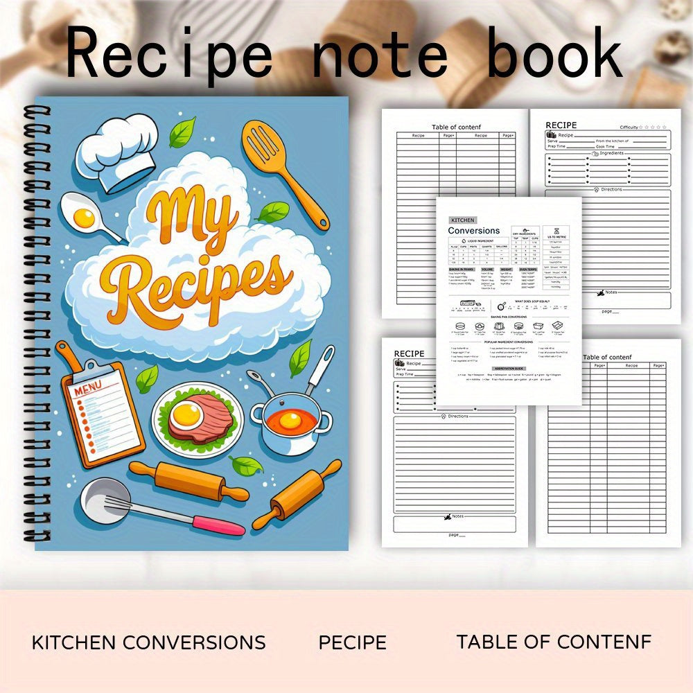 Spiral Recipe Notebook with Colorful Illustrations