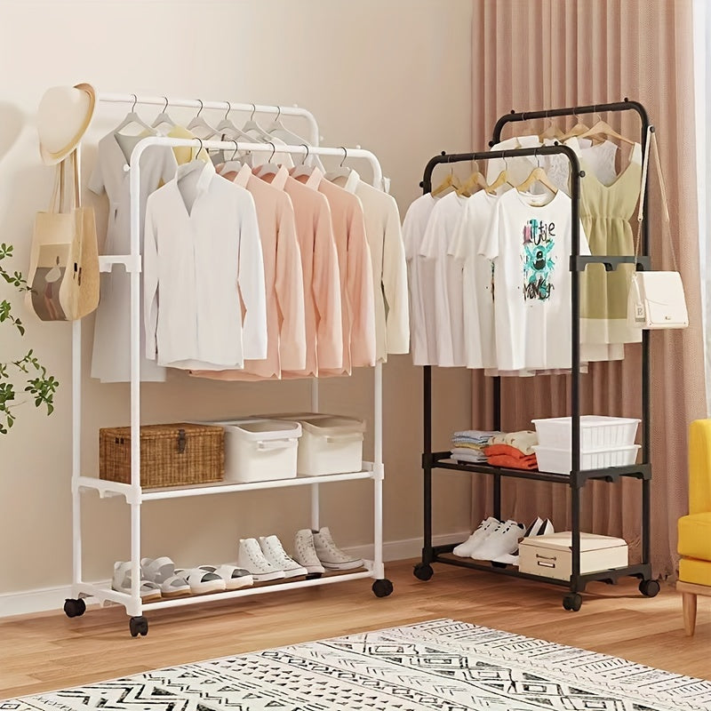 Movable Foyer Shoe Rack Standing Coat Rack Metal Shoe & Hat
