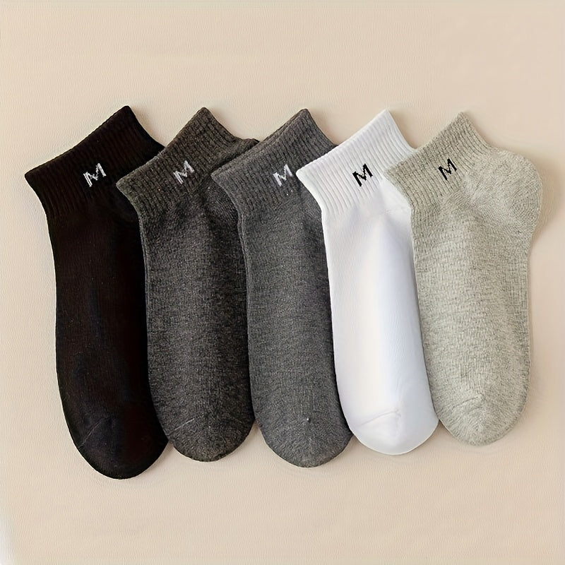 5 Pairs Letter Print Low Cut Ankle Socks Women's Stockings