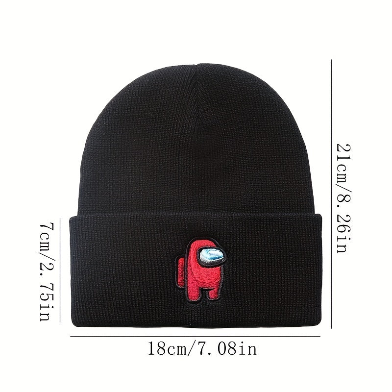 Space Werewolf Killing Embroidery Knitted Hat Autumn Winter Warm Wool Pullover