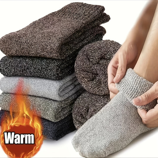 5 Pairs Men's Retro Warm Wool Cotton Socks Gift