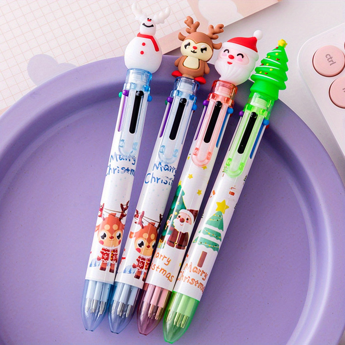 1pc Christmas 6 Ballpoint Pen Hand Account Marker Pen Student Prize Gift Pen