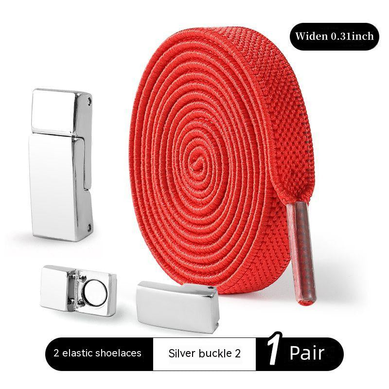 Magnetic Buckle No Tie Shoe Laces Stretch Elastic Flat Laces