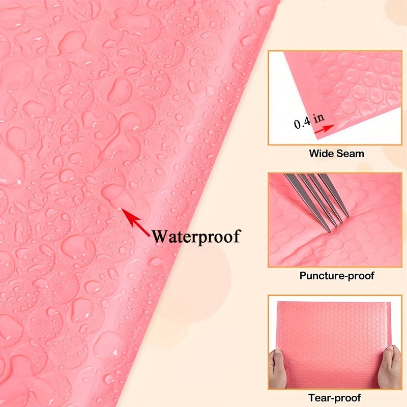 10 Pack 10x16 20x32 cm Pink Bubble Mailers Self-Sealing Waterproof Envelopes