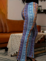  Patchwork Print Flared Leg Trousers