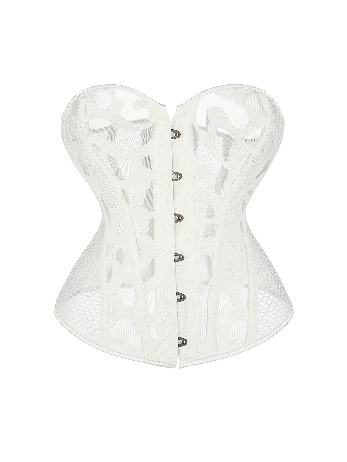 Mesh Strapless Corset Bustier Tummy Control Lace Up Body Shaper