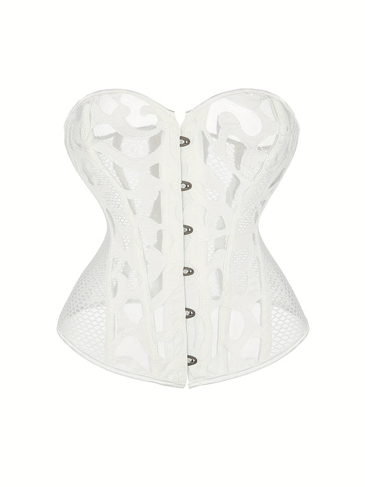 Mesh Strapless Corset Bustier Tummy Control Lace Up Body Shaper