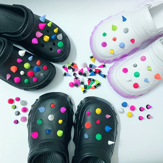 26pcs Colorful Plastic Rivet Spikes Shoe Charms for Bag Clogs Decor