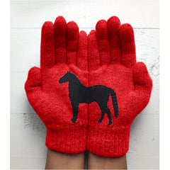 Plush Thickened Horse Decor Gloves for Women
