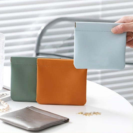 Multifunctional Cosmetic Bag with Self Closing Squeeze Top