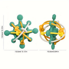 Baby Teething Rattle Toy - Silicone Teether & Shake Ball for 0 Months
