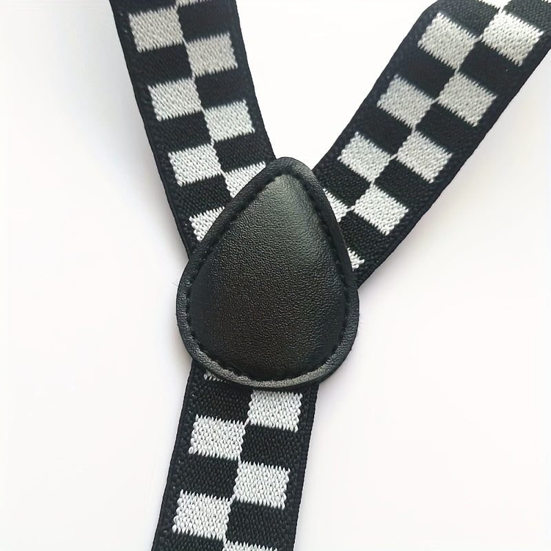 Plaid Men Suspenders 2 Wide Y Back Braces