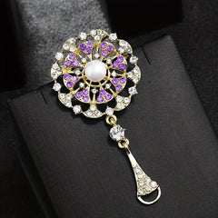 Vintage Style Pearl Brooch Flower Shape Pin For Ladies