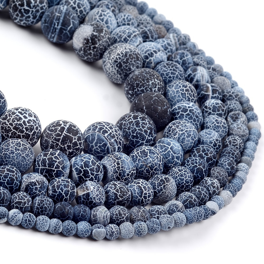 Frost Cracked Stone Round Loose Beads 15inches