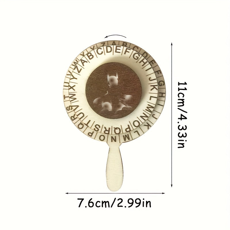 Spy Decoder Wheel Artificial Wood Letter and Number Code Hidden Message Tool