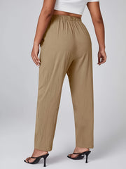  High Rise Tapered Leg Trousers With Pockets