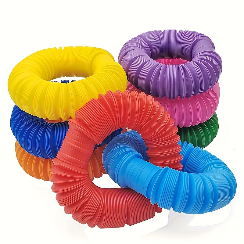 4pcs Stretching Tubes Relax Tension Toy Party Gift Green Red Pink Random