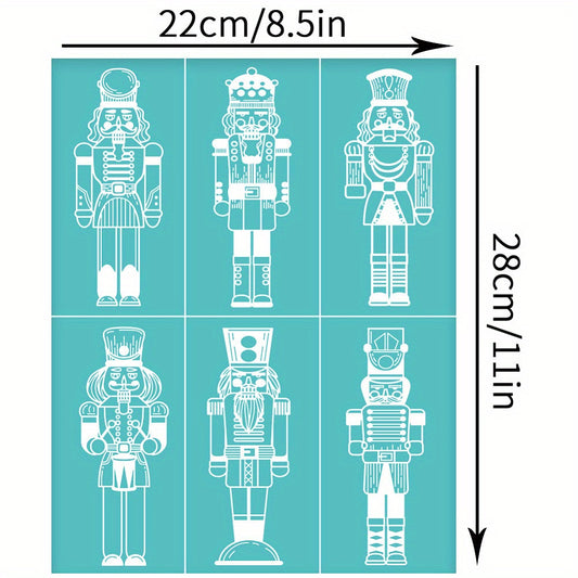 2pcs Nutcracker Self Adhesive Screen Print Stencil for Christmas