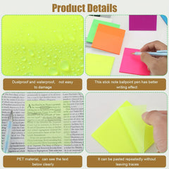 200 Sheets Transparent Sticky Notes 4 Pads 3x3 54 Clear Sticky Tabs