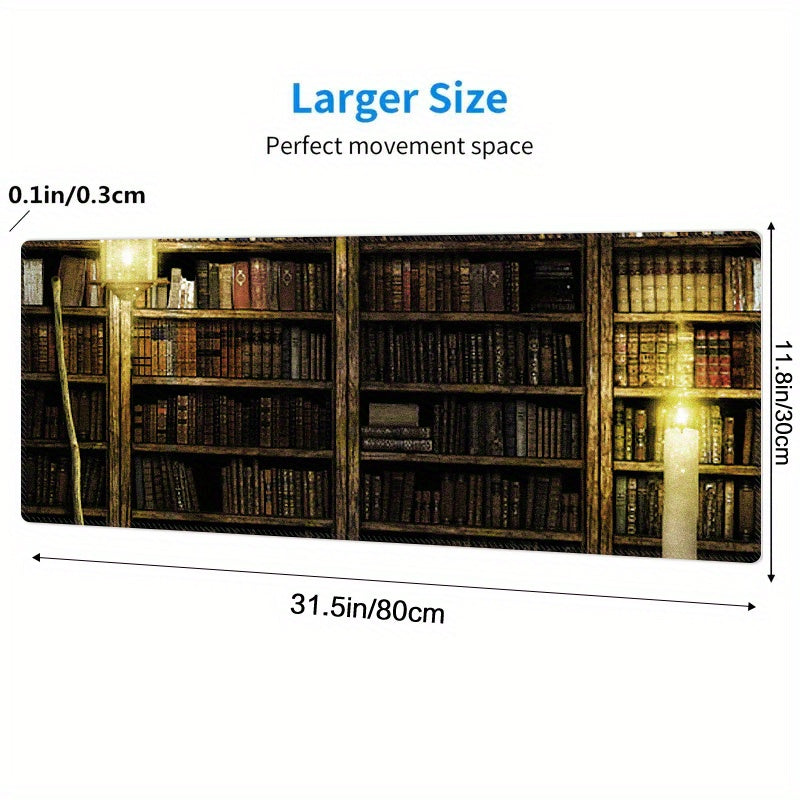 Bookshelf Pattern Mouse Pad Waterproof Gamer Keyboard Pad