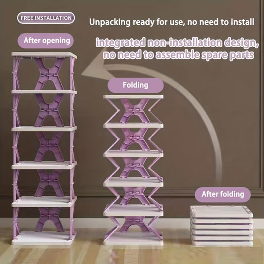 6pcs Folding Shoe Rack for Entryway Indoor Dormitory