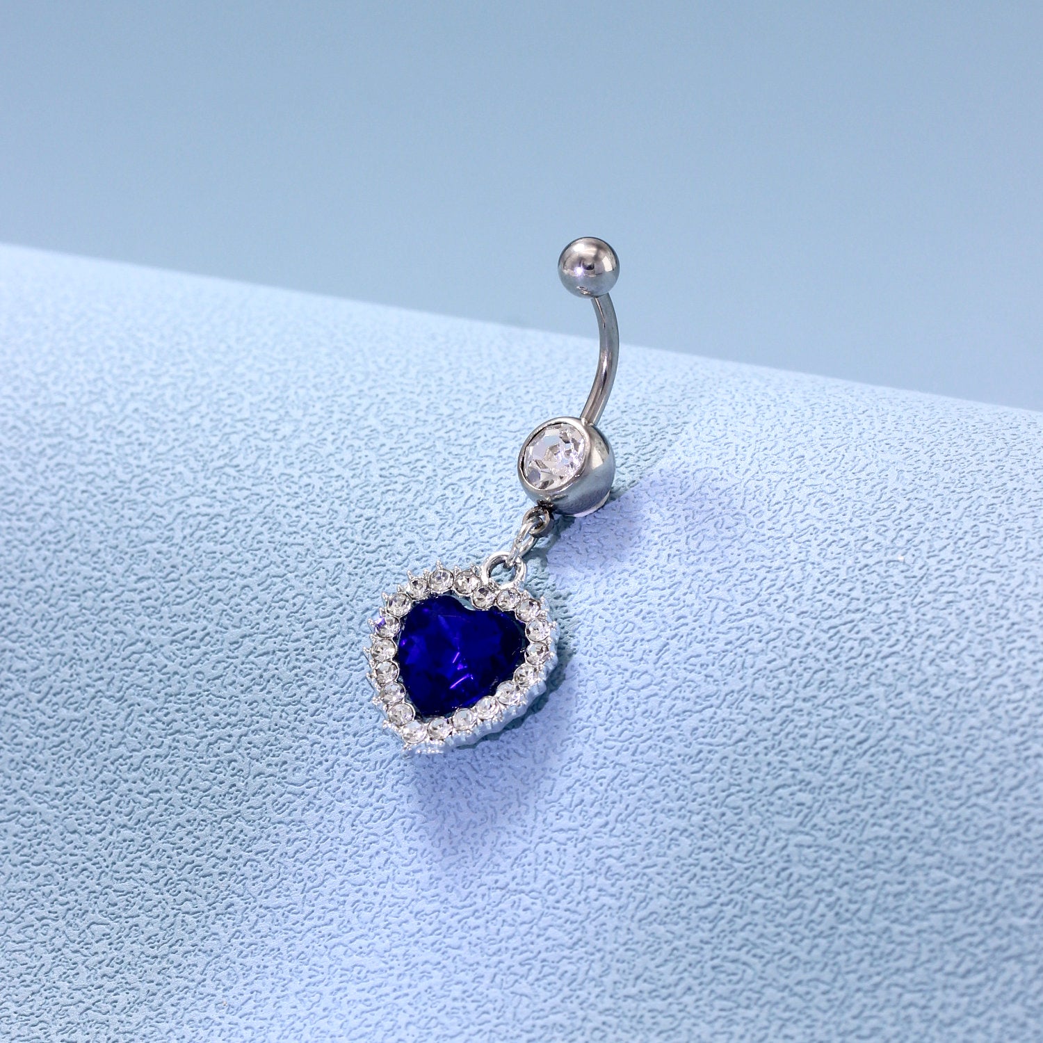 Heart Charm Belly Button Ring Stainless Steel Zircon Body Jewelry