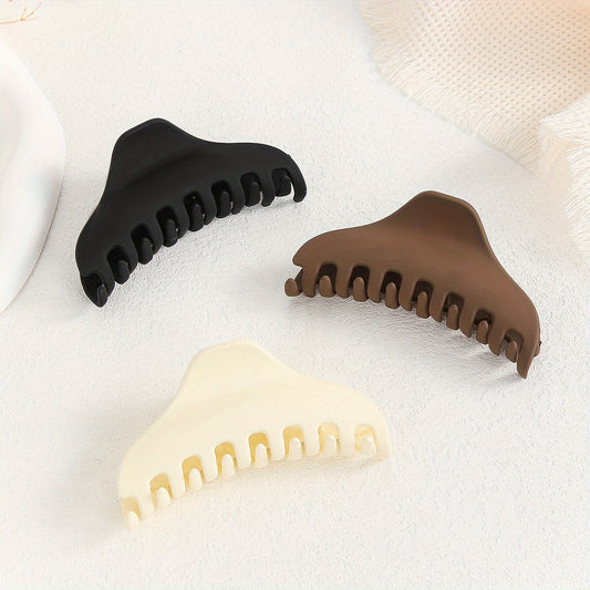 3pcs Frosted Hair Claw Nonslip Ponytail Holder Hair Clip