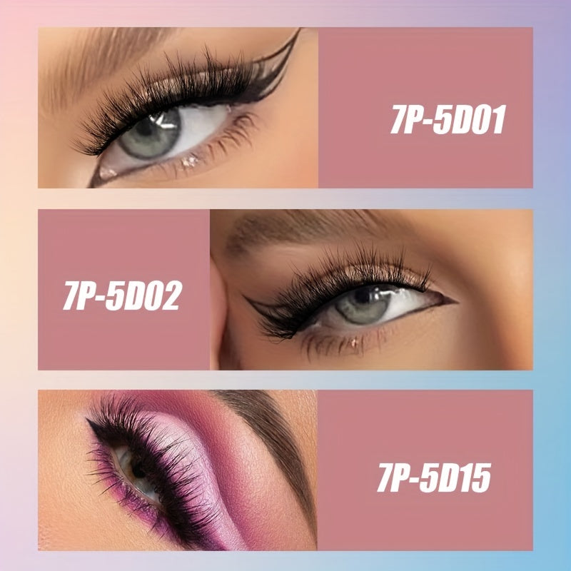 7 Pairs Fluffy Faux Mink False Eyelashes Soft Natural Wispy Daily Wear