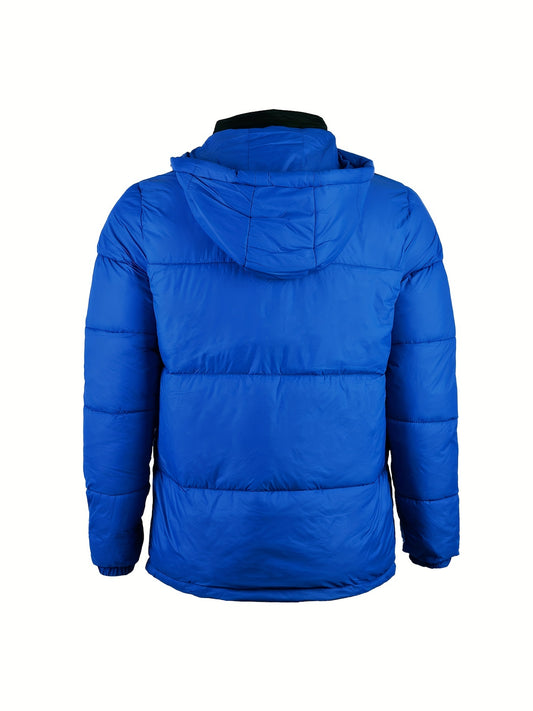 Men's Warm Hooded Coat Thick Zip Padded Windproof Jacket