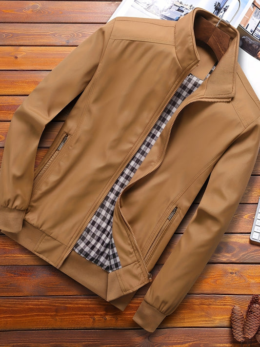 Men's Casual High Neck Zipper Jacket for Spring