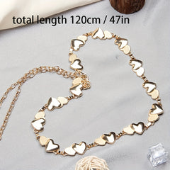 Golden Double Heart Waist Chain Metal Decorative Dress Girdle Belly Chain Belt