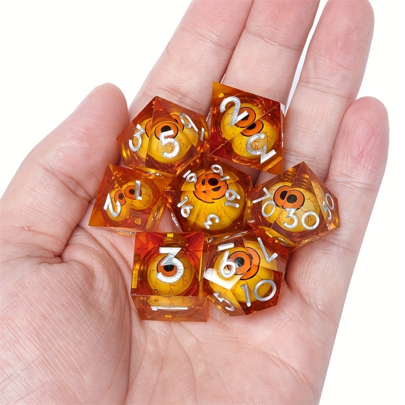 7pcs Moving Eye Resin Dice Set - Halloween Cosplay Collection