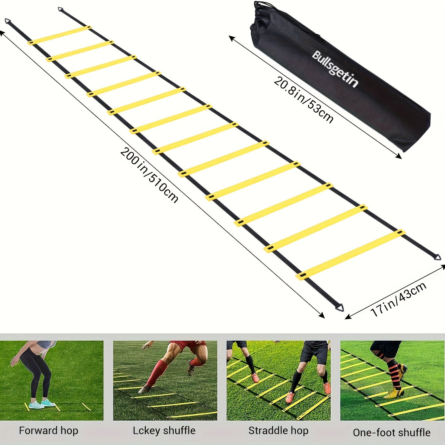 Speed Training Agility Ladder Improve Footwork Quickness 8-20 Rungs Carry Bag