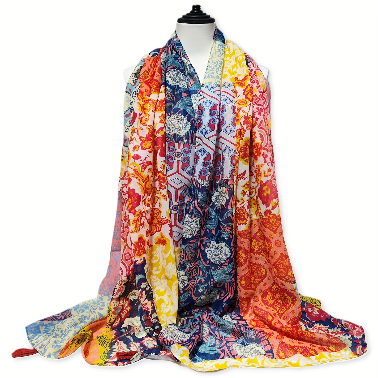 Bohemian Fringed Shawl Warm Scarf for Women Lightweight Soft