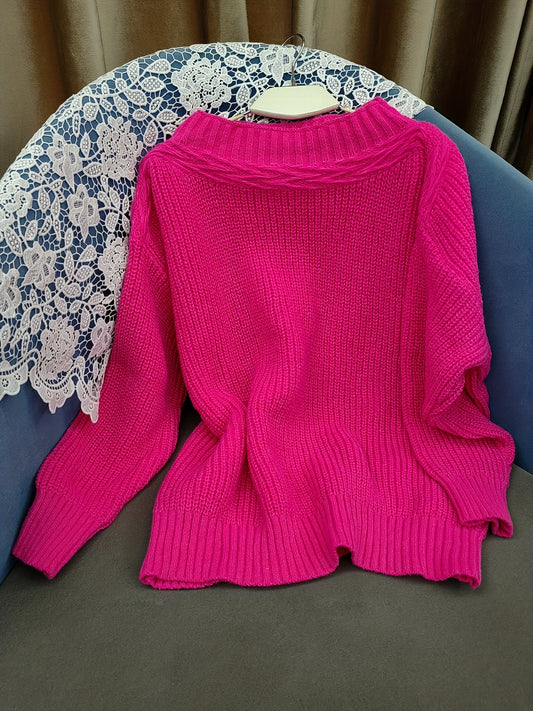  Waffle Pattern Off Shoulder Sweater