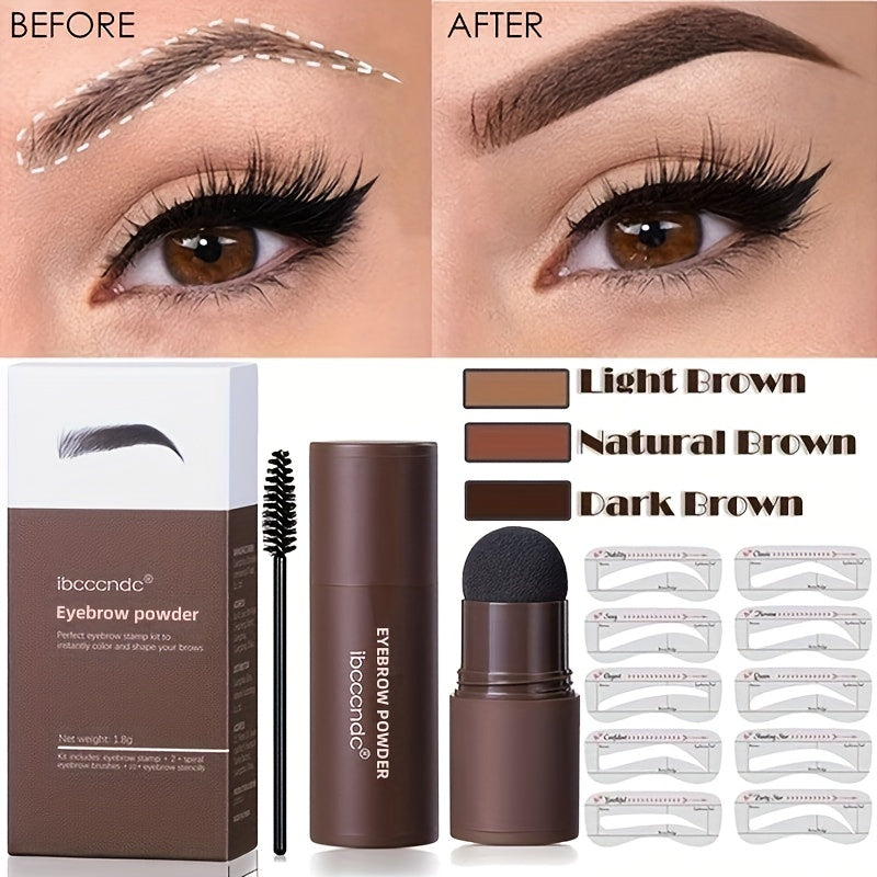 Eyebrow Shaping Kit with Powder, Brush, Stencil - Long Lasting Enhancers