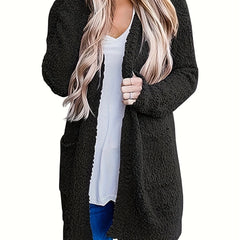  Casual Cardigan Women's Plus Solid Long Sleeve Open Front Cardigan