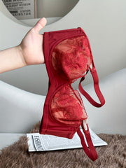 Christmas Lace Push Up Bra Comfy & Breathable Ultra thin Bra Women's Lingerie