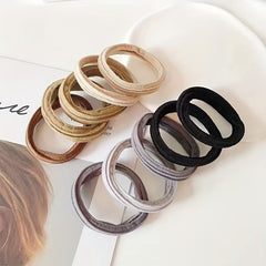 5pcs Wide Elastic Hair Tie Thick Hair Rope Seamless Ponytail Holder