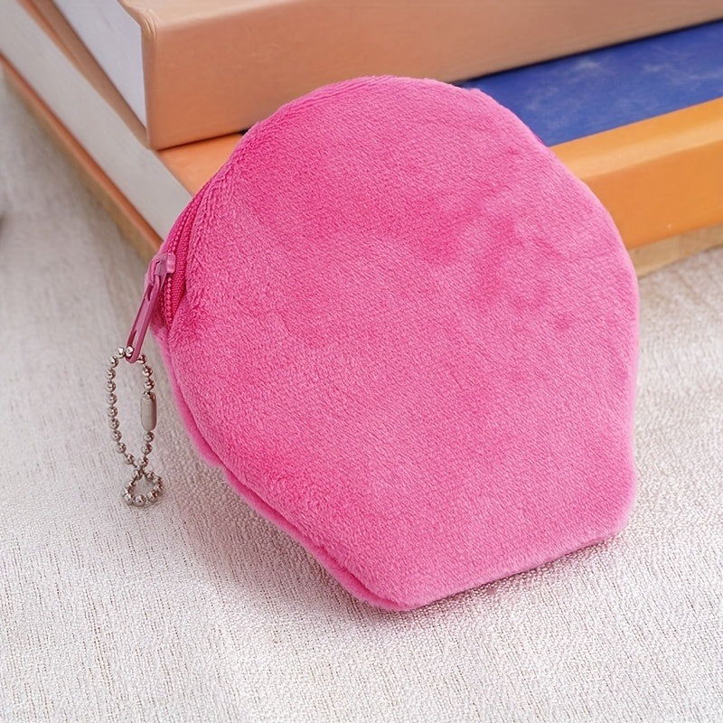 Pink Scallop Coin Purse Plush Bag for Kids