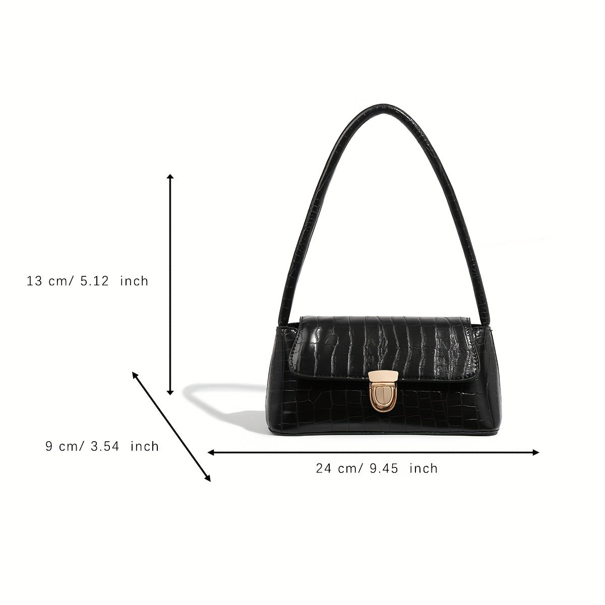 Crocodile Pattern Underarm Bag Vintage PU Shoulder Bag