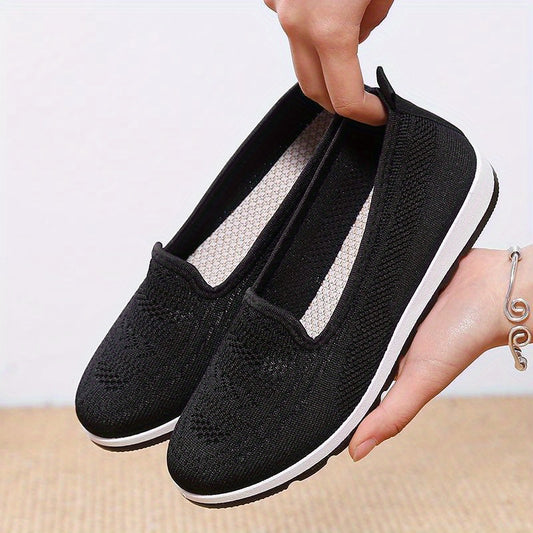 Women's Breathable Flying Woven Slip On Sneakers Lightweight Walking Shoes