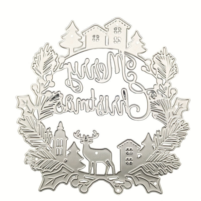 1pc Christmas House Deer Etching Cutting Mold Stencil
